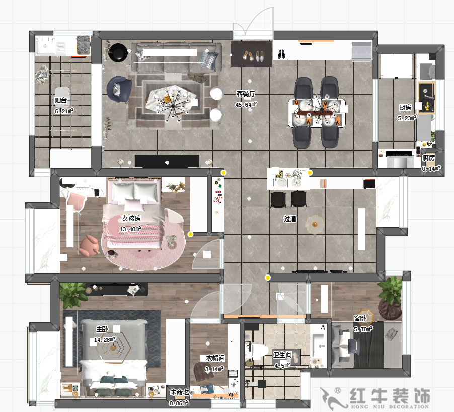 蔣琛_萬達(dá)茂三期2-2001-128㎡-現(xiàn)代簡(jiǎn)約風(fēng)格_平面圖+logo