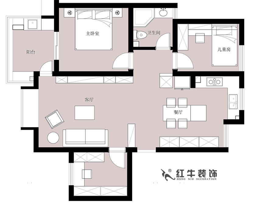 陸利民_東郊小鎮(zhèn)二街區(qū)32-3-206-90㎡-美式輕奢風(fēng)格_平面布置圖