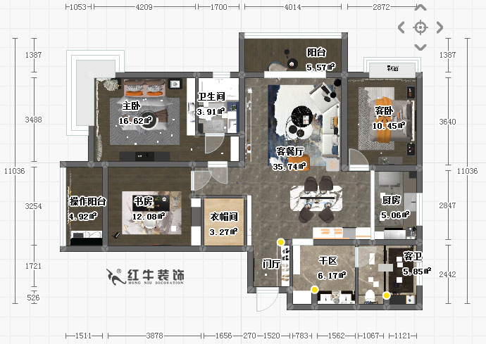 顧娟_鳳凰和熙二期2-1606-137㎡-簡約北歐風(fēng)格_彩平面