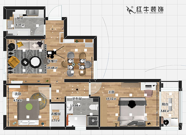 張智猿_金達花園3-706-90㎡-北歐風格00彩平面