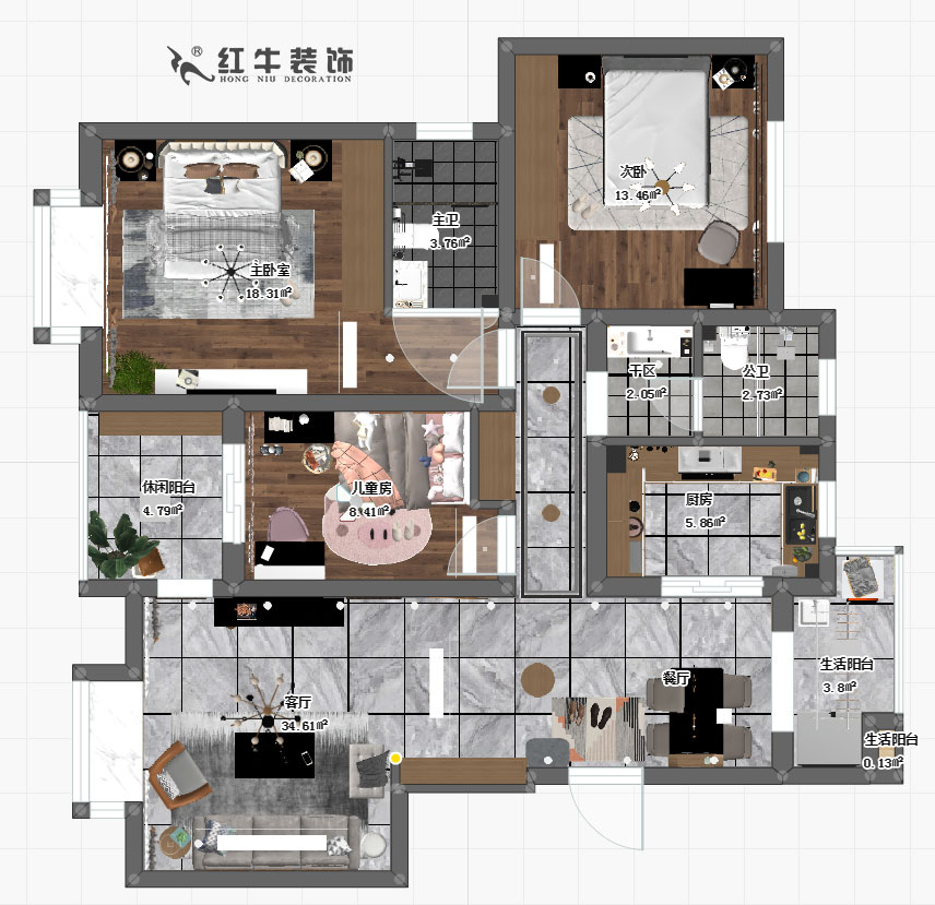 吳波_山水方舟21-404-124㎡-現(xiàn)代風(fēng)格00彩平圖