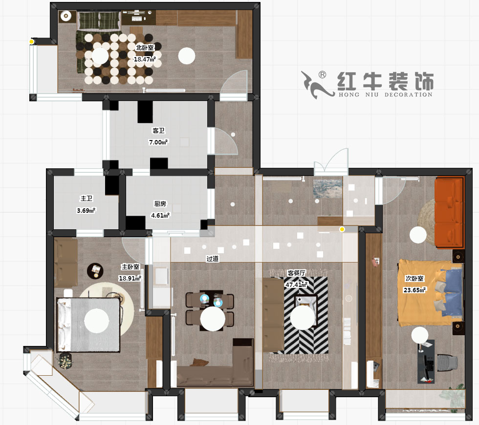 熊皓宇_金輪大廈2301室-170㎡-現(xiàn)代輕奢風(fēng)格_3室2廳2衛(wèi)（老房翻新）_定制家￥176858_全包30萬(wàn)00_03彩平圖