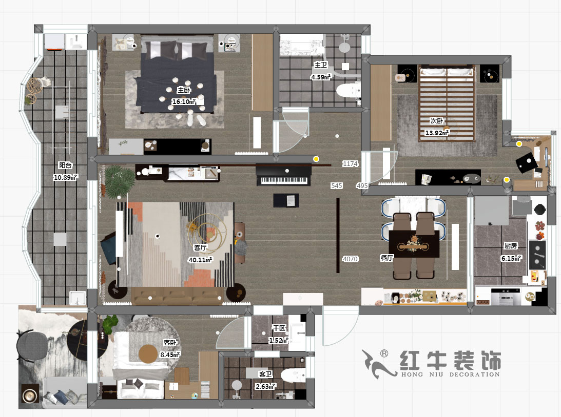 仇美蓉_半山花園4-2-304-125㎡-現(xiàn)代風(fēng)格_3室2廳2衛(wèi)（老房裝修）_定制家￥184867_全包18