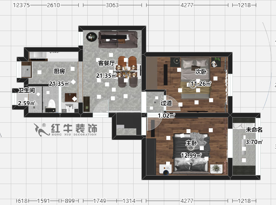 劉曉芳_寧棲園6-2-703-63㎡-現(xiàn)代風(fēng)格_2室2廳1衛(wèi)（老房裝修）_定制家￥93000_全包9