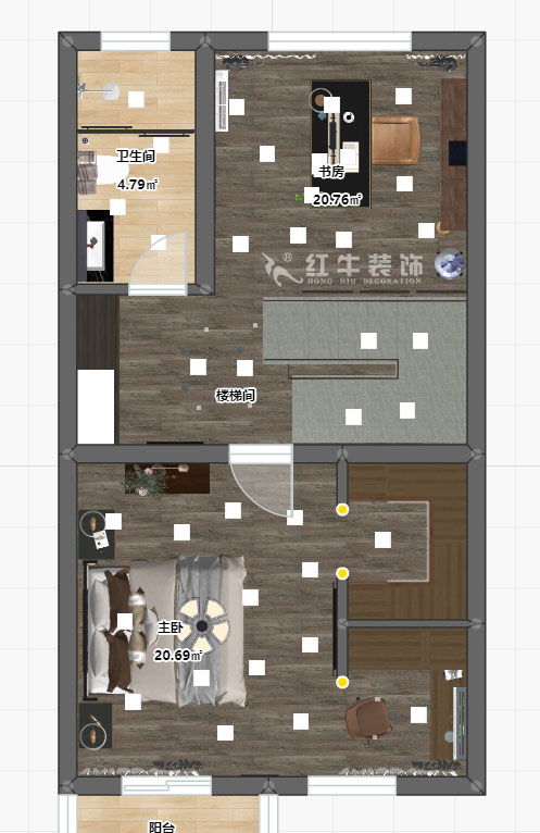 陸利民_香地美舍602-156㎡-新中式風(fēng)格_5室2廳3衛(wèi)（新房裝修）_定制家￥208000_全包25萬(wàn)00_10二樓彩平圖