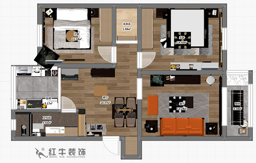 顧娟_全福小區(qū)10-201-90㎡-現(xiàn)代風(fēng)格_2室2廳1衛(wèi)（舊房裝修）_半包￥66800_全包13萬(wàn)00_03彩平圖