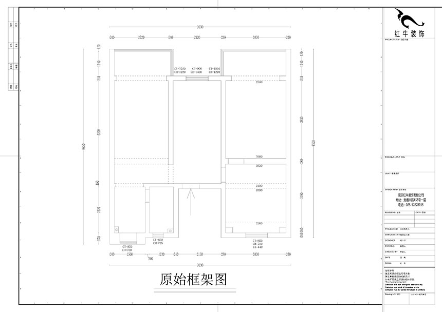 孟憲濤_良友里4-2-603-85㎡-現(xiàn)代風(fēng)格_3室1廳1衛(wèi)（二手房裝修）_定制家￥89000_全包9萬(wàn)00_01良友里4-603原始框架圖