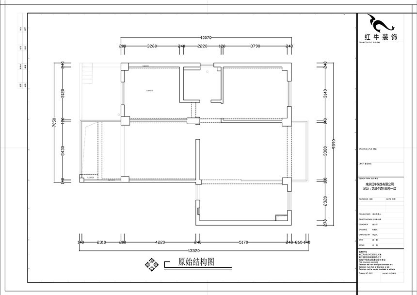 張智猿｜紅山山莊8-204-100㎡-簡中風格｜3室1廳1衛(wèi)｜老房裝修｜定制家￥153700｜全包15萬｜00_01原始結構圖