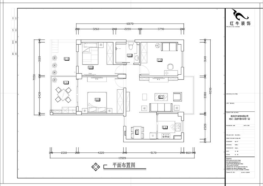 張智猿｜紅山山莊8-204-100㎡-簡中風格｜3室1廳1衛(wèi)｜老房裝修｜定制家￥153700｜全包15萬｜00_02平面布置圖