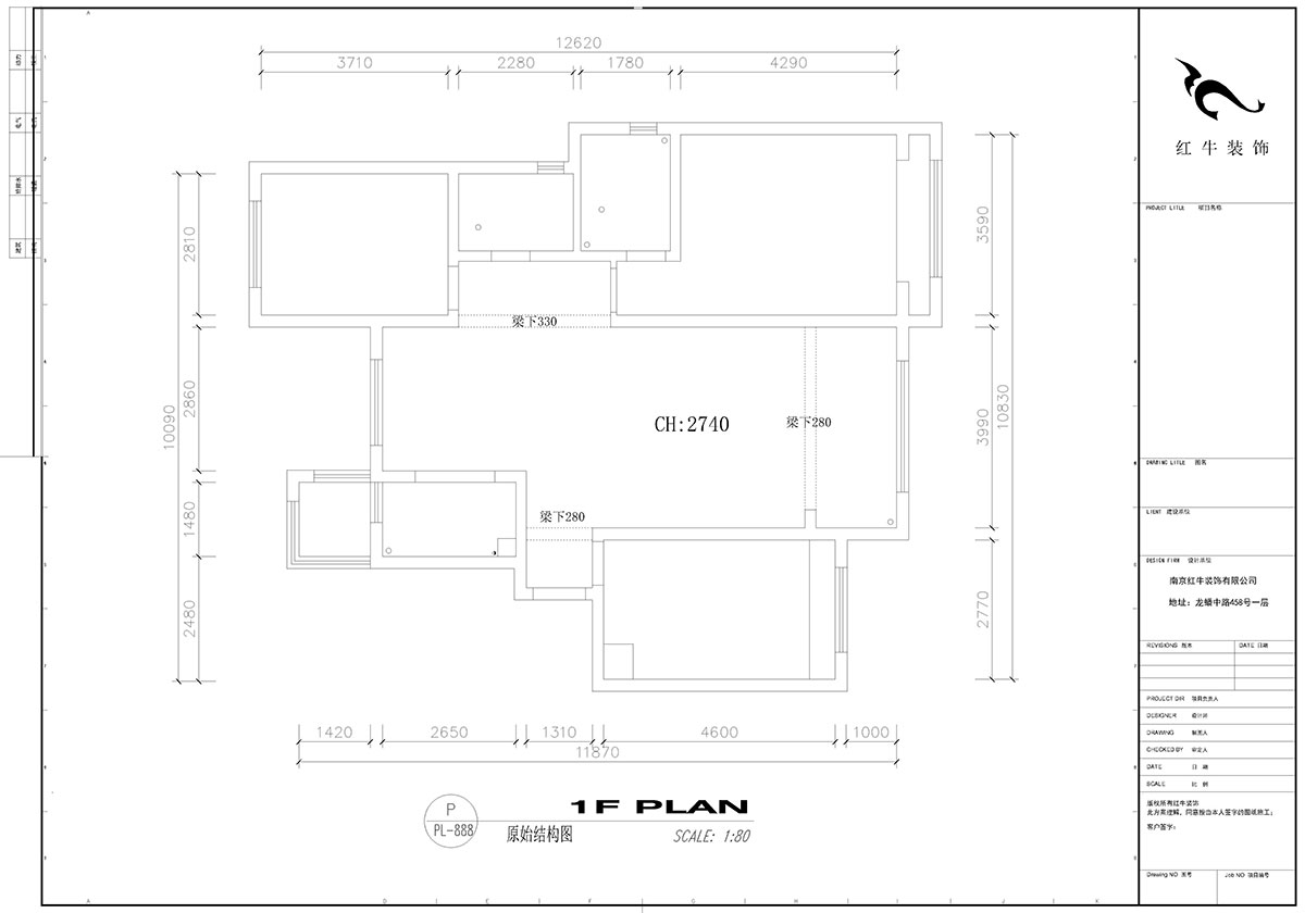 【實景案例】高靈慧｜弘陽時光印象1-201-115㎡-現(xiàn)代風(fēng)格｜3室2廳2衛(wèi)｜定制家￥154784｜全包15萬｜00_01原始結(jié)構(gòu)圖