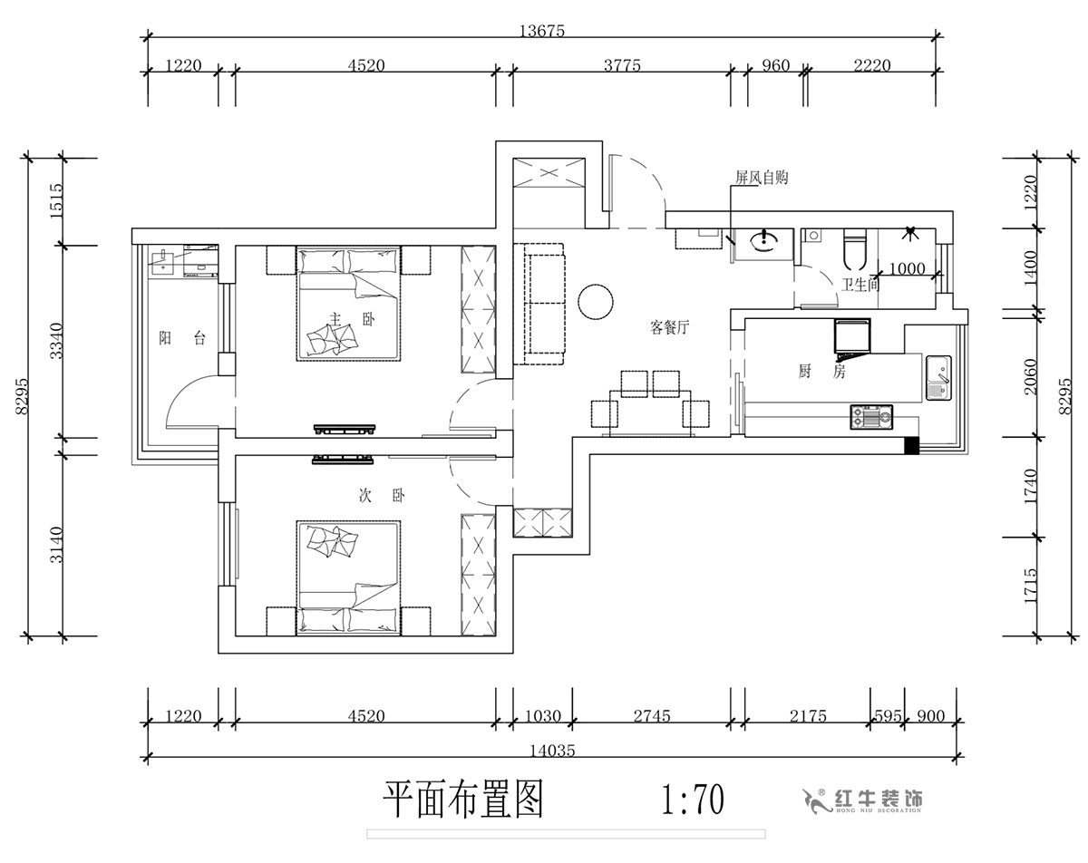 蔣?。蔡┐?1-401-80㎡-現(xiàn)代簡(jiǎn)約風(fēng)格｜2室1廳1衛(wèi)｜舊房裝修｜定制家￥126767｜全包12萬(wàn)｜00_02平面布置圖