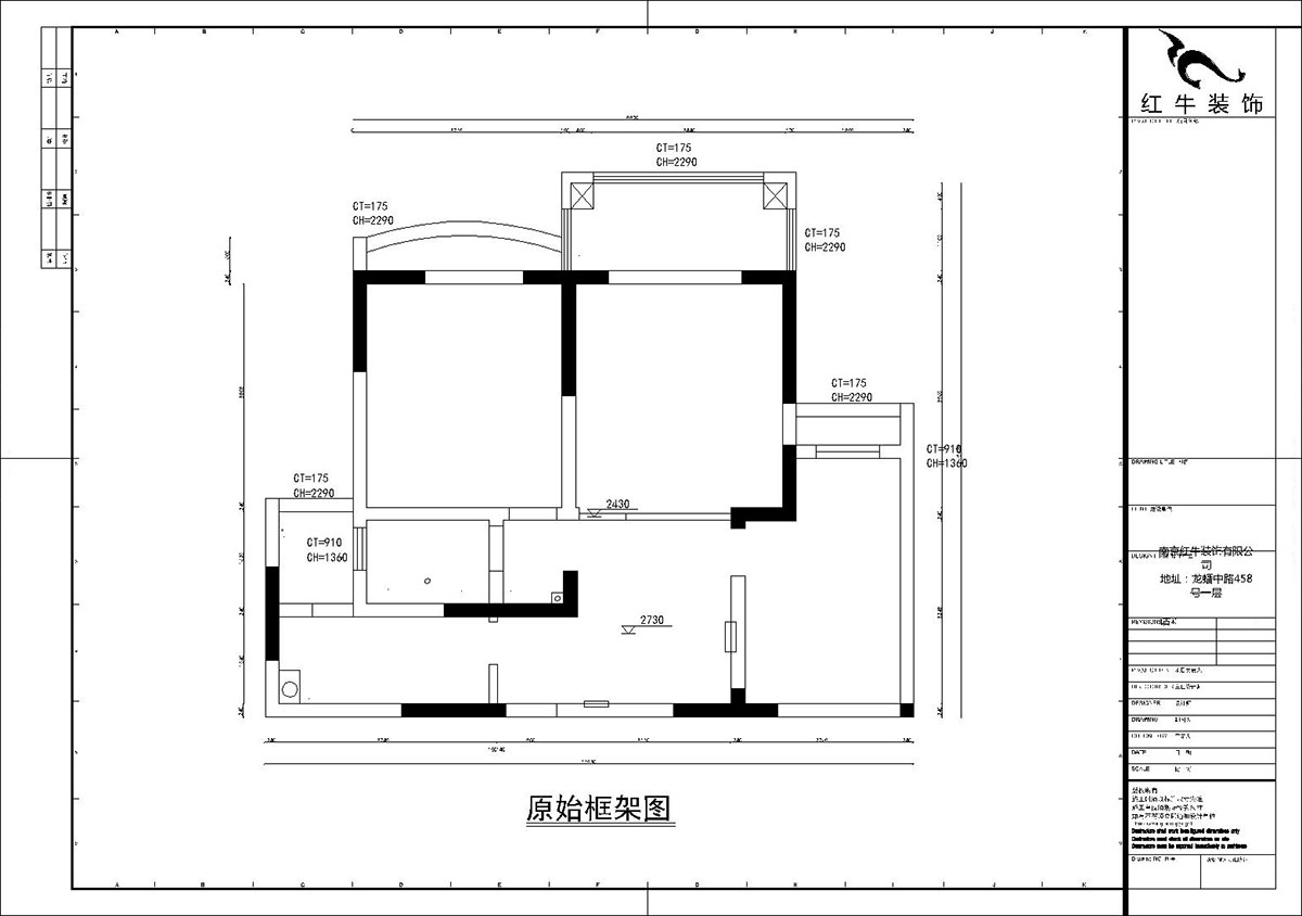 【實景案例】孟憲濤｜銀河灣福苑-95㎡-簡歐風(fēng)格｜2室2廳1衛(wèi)｜婚房裝修｜定制家｜全包14萬｜00_01匯景國際原始框架圖