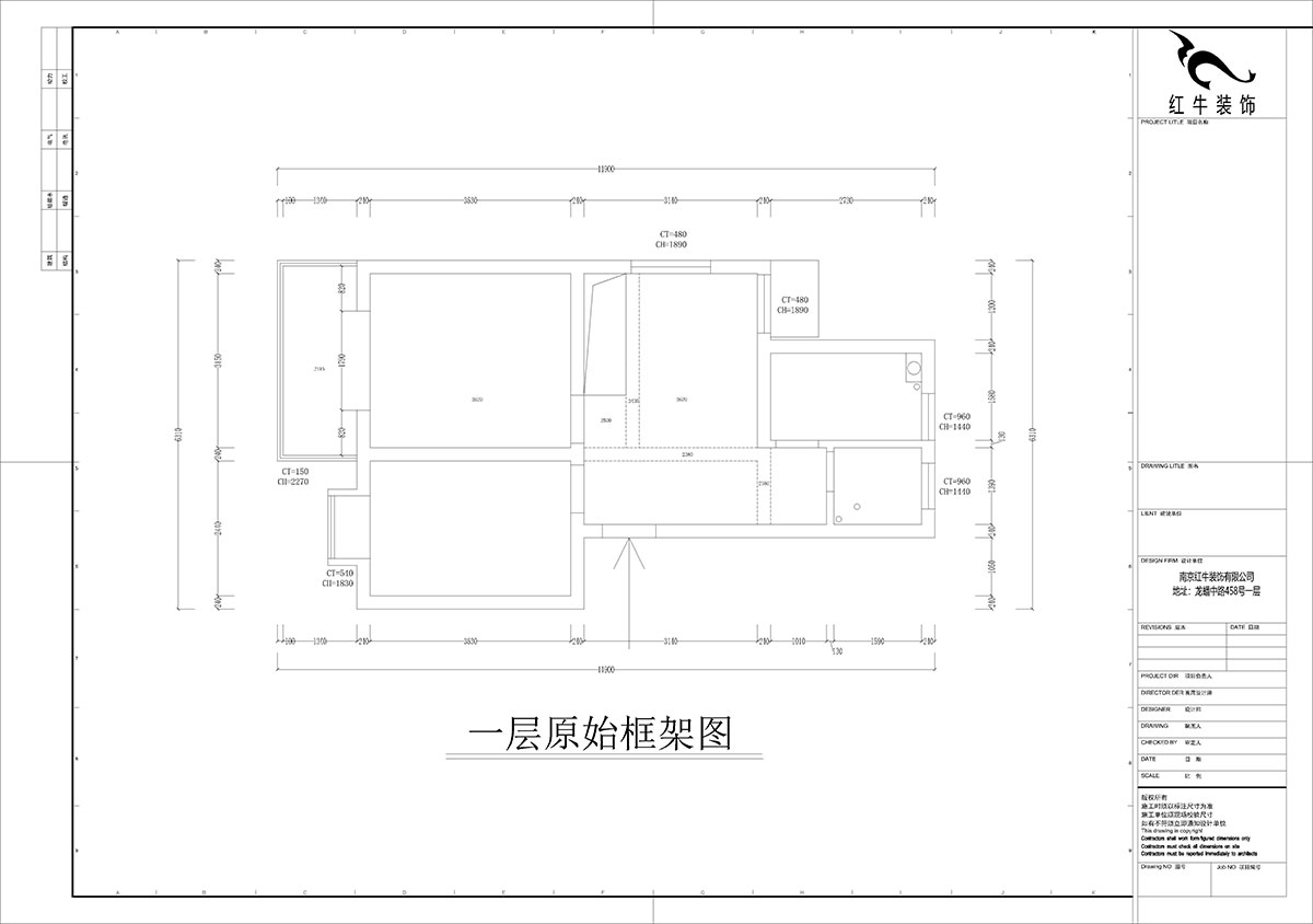 孟憲濤｜堯順佳園2期60-606-72㎡-簡約風(fēng)格｜3室1廳1衛(wèi)｜新房裝修｜定制家｜全包11萬｜00_01一層原始框架圖