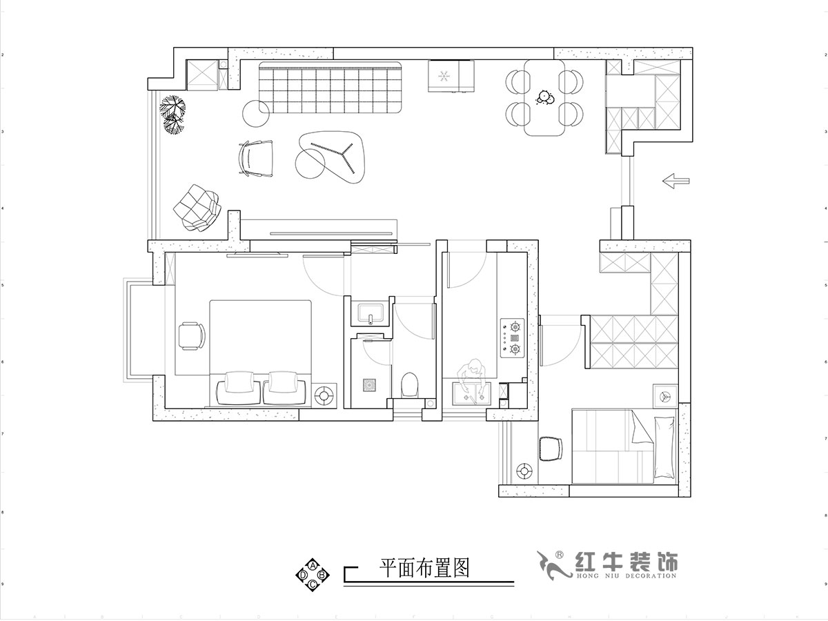 張智猿｜華山山莊4-1102-89㎡-現(xiàn)代風(fēng)格｜2室2廳1衛(wèi)｜老房裝修｜定制家￥130859｜全包14萬｜00_02平面布置圖