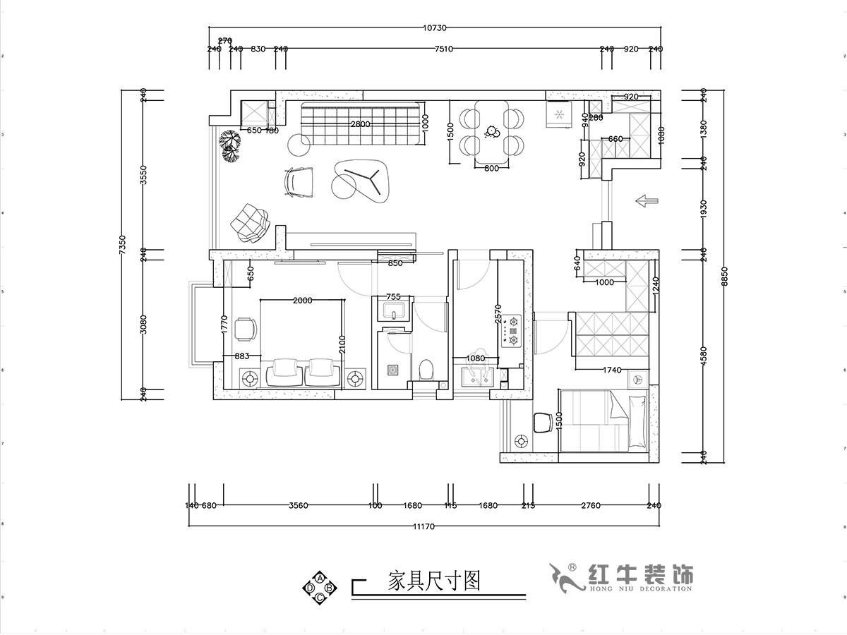 張智猿｜華山山莊4-1102-89㎡-現(xiàn)代風(fēng)格｜2室2廳1衛(wèi)｜老房裝修｜定制家￥130859｜全包14萬｜00_03家具尺寸圖