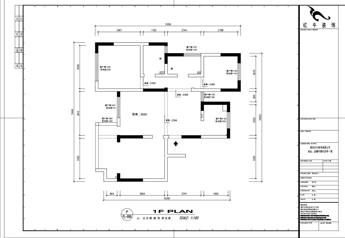 魏明花｜山水云房37-1502-123㎡-現(xiàn)代簡約風格｜3室2廳2衛(wèi)｜毛坯房裝修｜定制家｜全包12萬｜00_01建筑原況圖