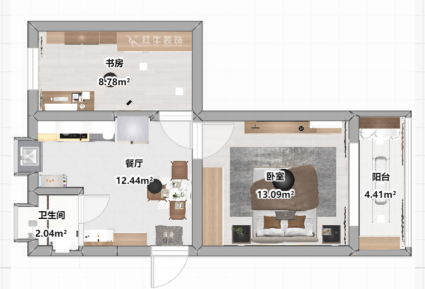 劉曉芳｜隨園10號2-501-51㎡-現(xiàn)代簡約風格｜2室1廳1衛(wèi)｜老房裝修｜定制家￥86990｜全包8