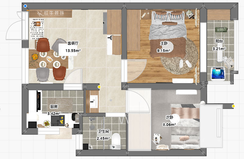 賈庭｜化建二村2-304-50㎡-現(xiàn)代風(fēng)格｜2室1廳1廚1衛(wèi)｜新房裝修｜定制家｜全包8