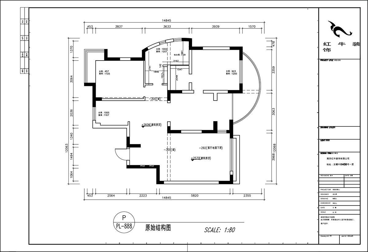 顧娟｜翠島花城荷田苑6-101-135㎡-現(xiàn)代簡約風(fēng)格｜3室2廳2衛(wèi)｜舊房裝修｜定制家｜全包19萬｜00_01原始結(jié)構(gòu)圖