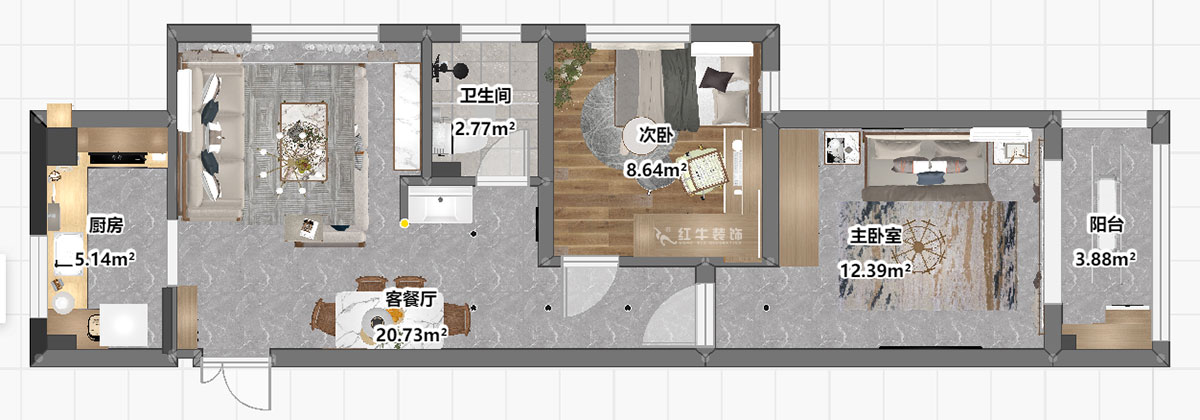 劉曉芳｜觀泓雅苑A區(qū)3-301-75㎡-原木風｜2室2廳1衛(wèi)｜新房裝修｜定制家｜全包9