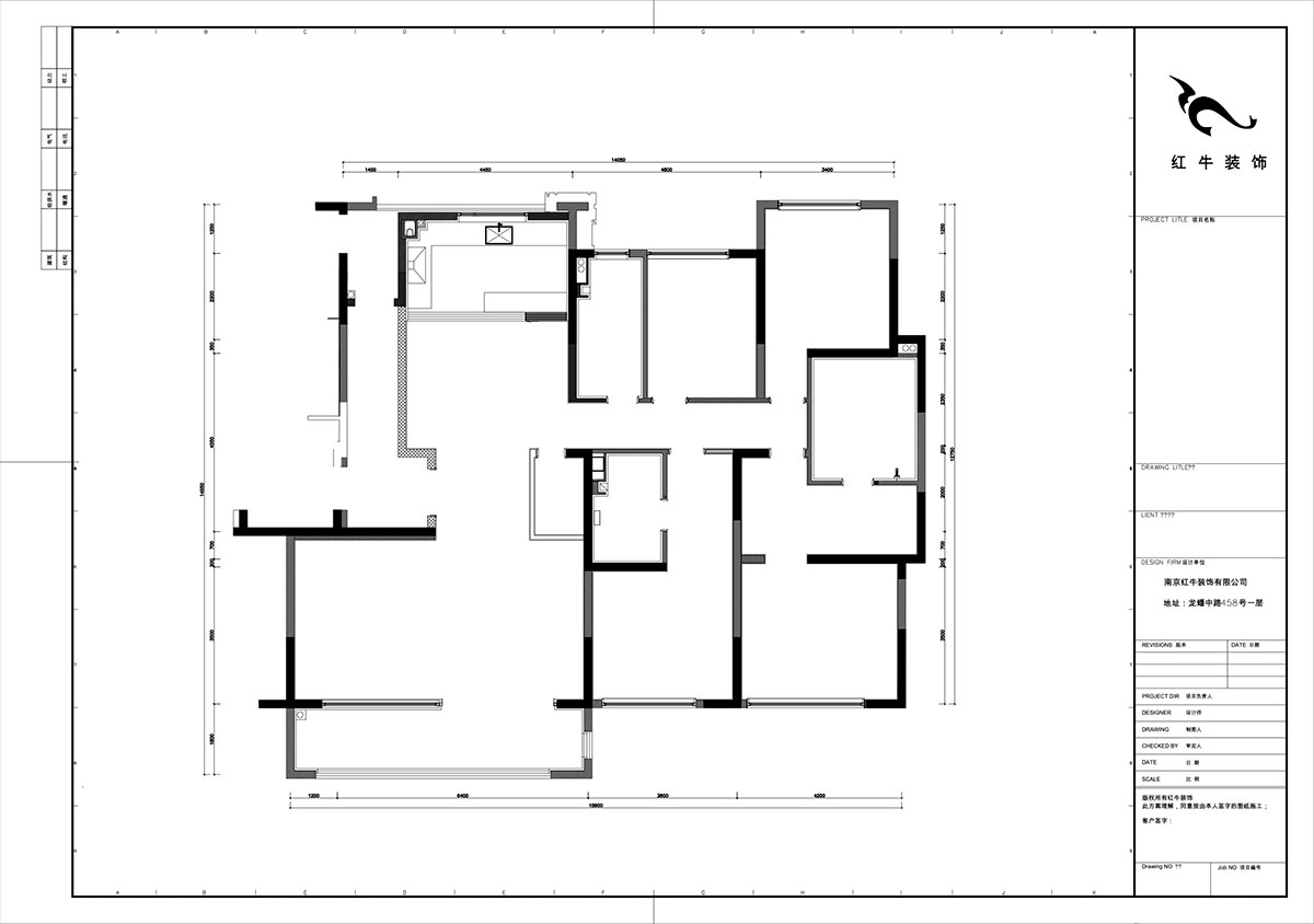 【實景案例】陸利民｜東原印長江-205㎡-現(xiàn)代風格｜4室2廳2衛(wèi)｜精裝修改造｜定制家｜全包15萬｜00_01原始結構圖