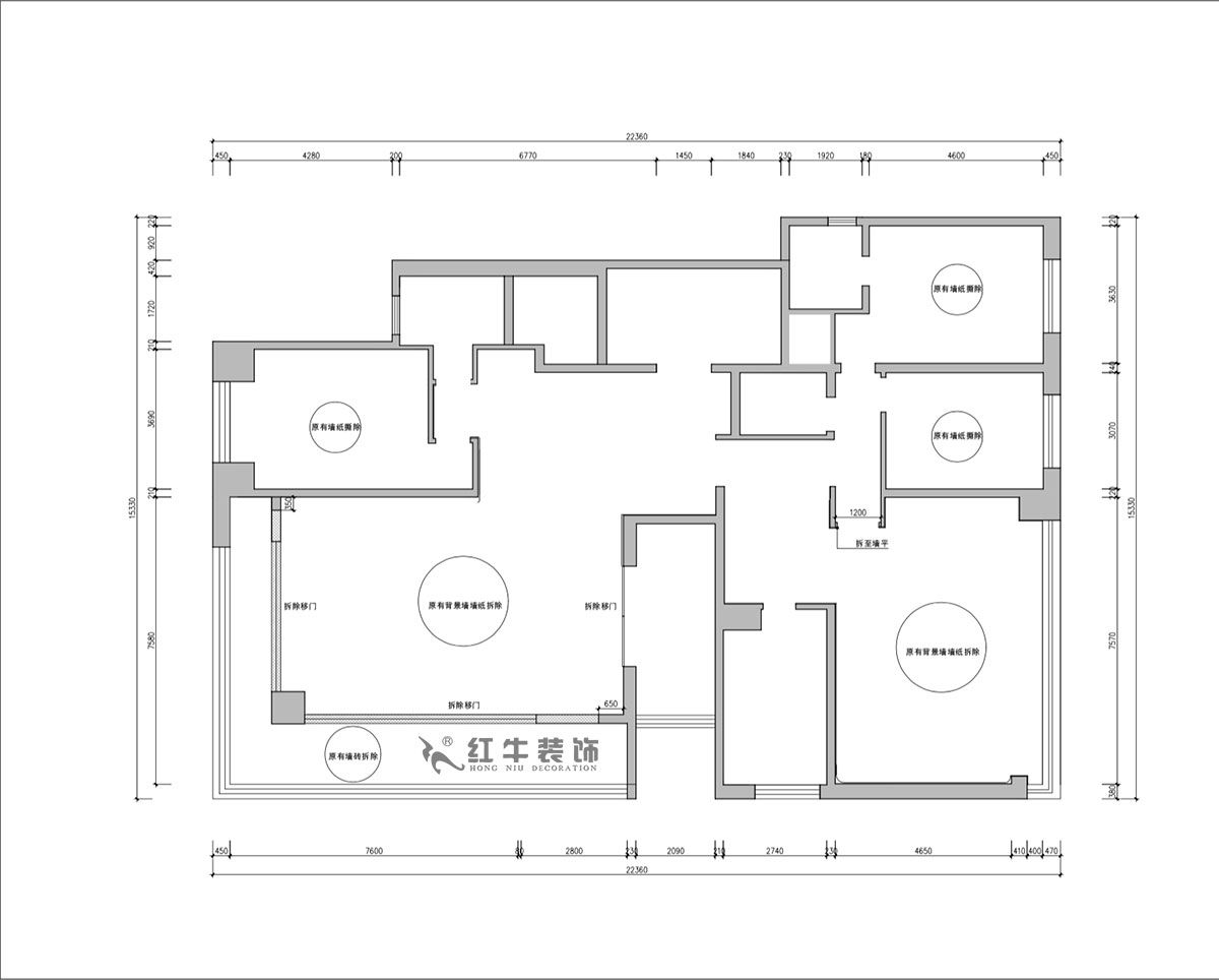 【實景案例】朱明琪｜天鵝堡花園-280㎡-現代輕奢風格｜3室2廳2衛(wèi)｜精裝修改造｜改造家｜全包30萬｜00_01原始結構圖