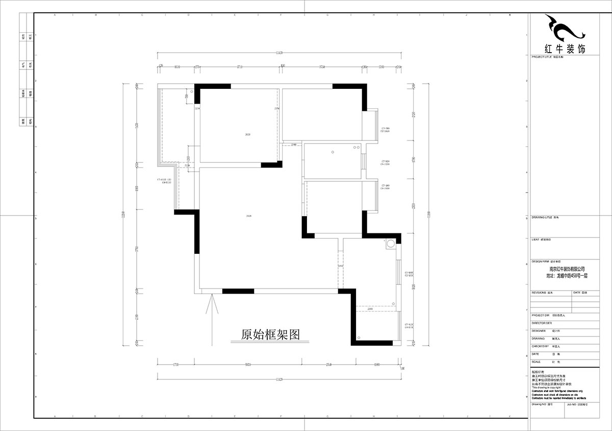 孟憲濤｜橋西苑2-1-1104-108㎡-簡約風(fēng)格｜3室2廳1衛(wèi)｜老房裝修｜定制家｜全包14萬｜00_01原始框架圖