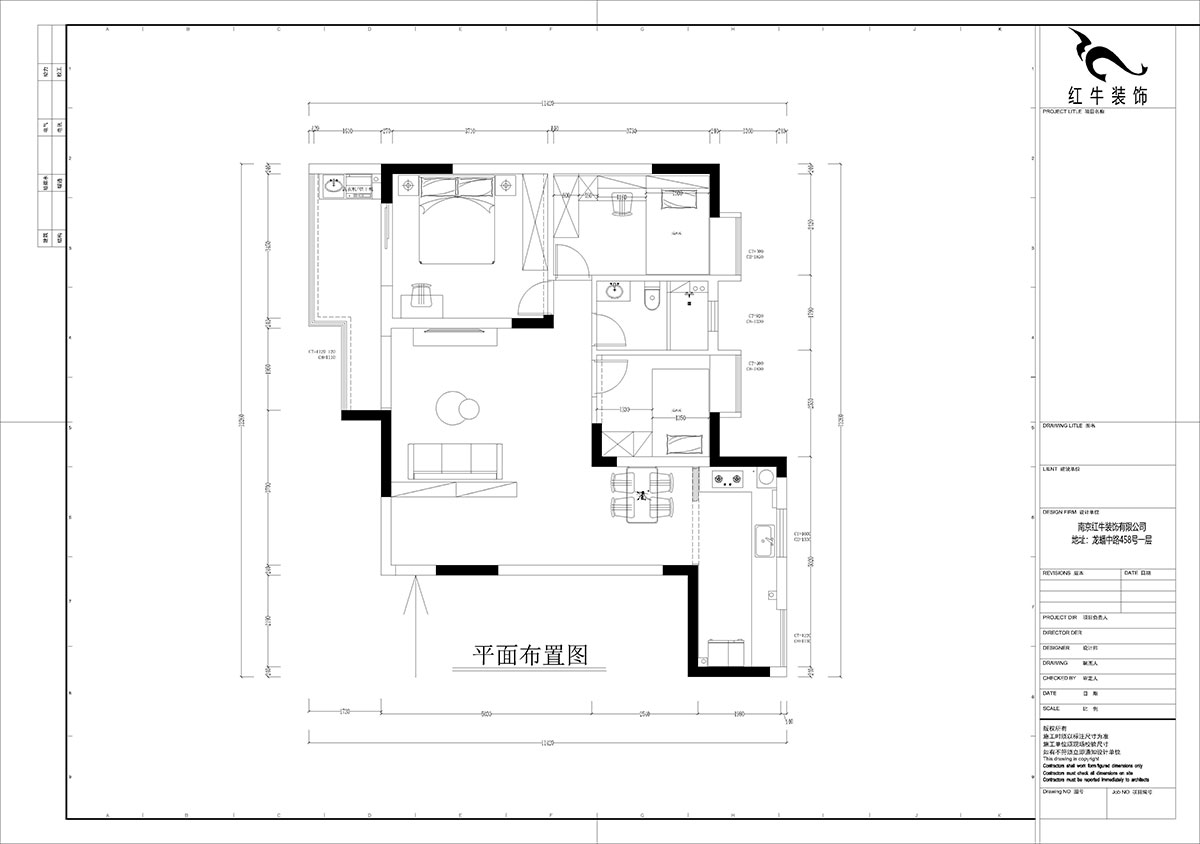 孟憲濤｜橋西苑2-1-1104-108㎡-簡約風(fēng)格｜3室2廳1衛(wèi)｜老房裝修｜定制家｜全包14萬｜00_02平面布置圖